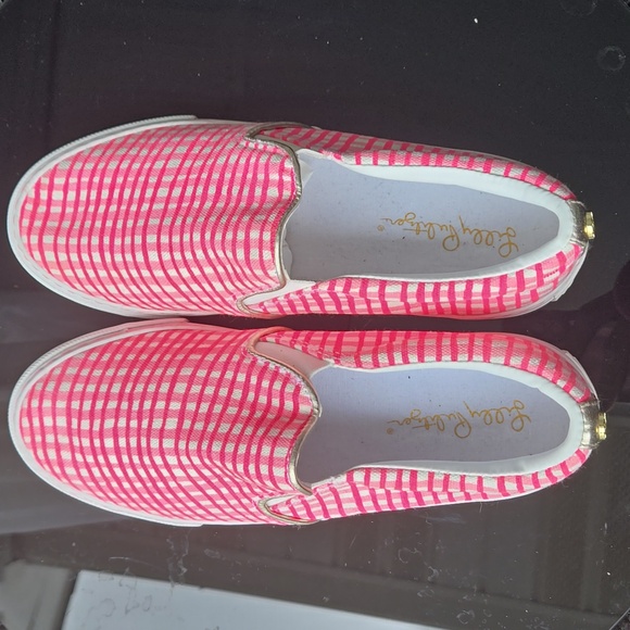 Lilly Pulitzer Julie Pink & White Gingham Slip On Sneakers Size 7 - Picture 10 of 10